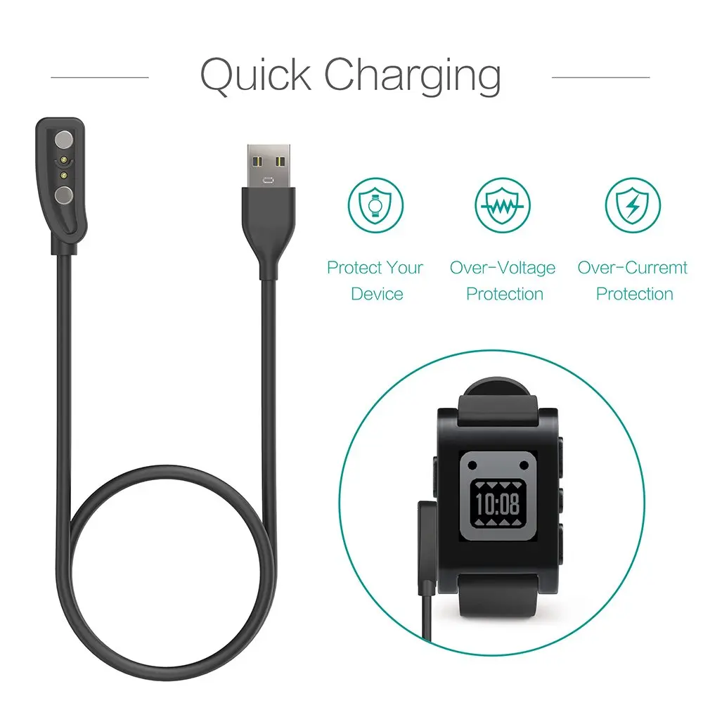 2-Pack Charger for Pebble Classic 1st - USB Charging Cable 100cm - Smartwatch Accessories