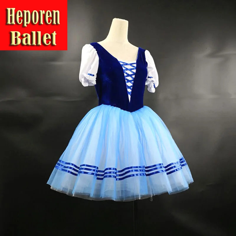 Royal Blue Giselle Ballet Dress For Peasant,Ballerina Rehearsal Long Tulle Dress Girls Women Romantic Dance Dresses