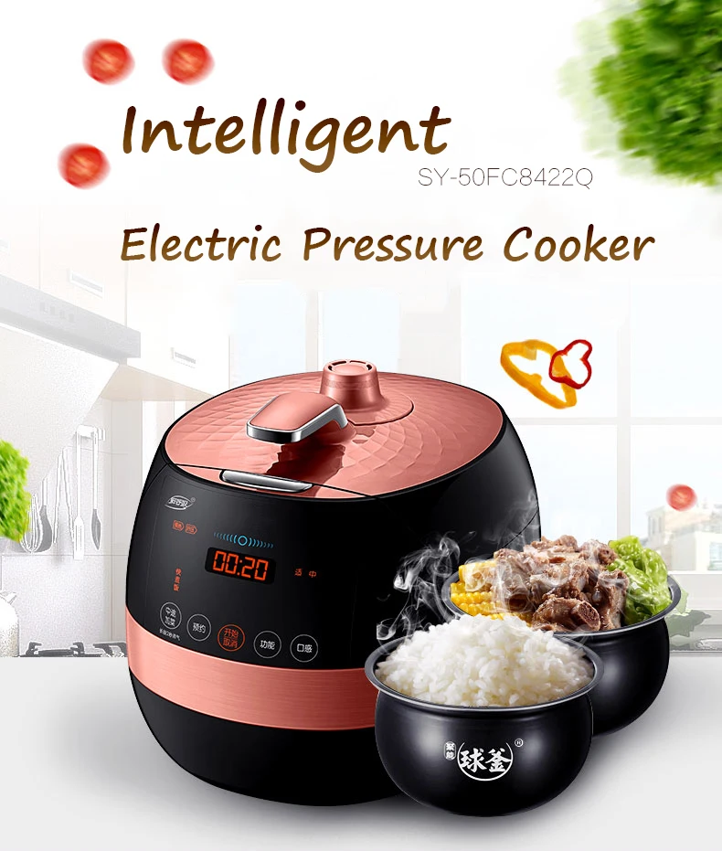 5L Electric Pressure Rice Cooker Household Intelligent Cooker Memory Microcomputer Pressure Cooker With 2 Container