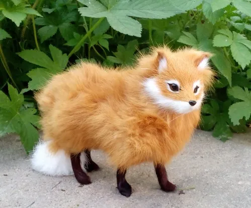 simulation fox hard model,polyethylene&brown furry fur 16x12 cm toy 1443