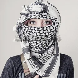 Military Tactical Unisex Arab Shemag Cotton Scarves Hunting Paintball Army Head Scarf Face Mesh Combat Desert Bandanas