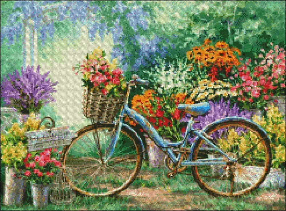 Embroidery Counted Cross Stitch Kits Needlework - Crafts 14 ct DMC Color DIY Arts Handmade Decor - Flower Park