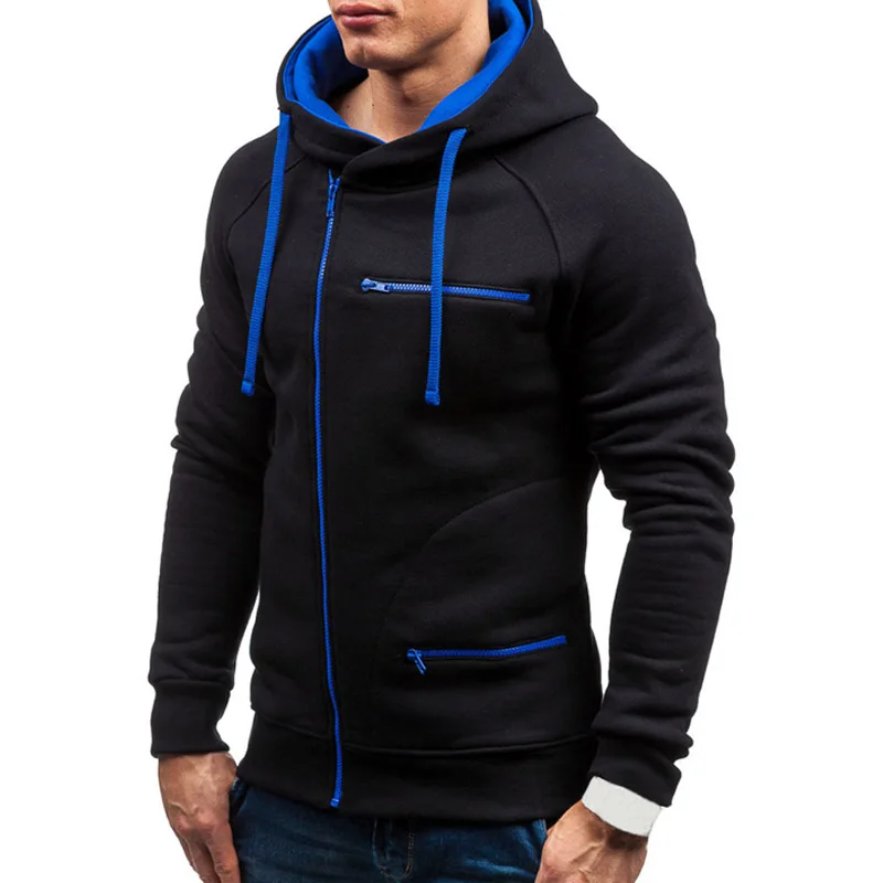 Men Hoodie Sweatshirt New Casual Solid Long Sleeve Mens Hoodies Slim Zipper Hooded Cardigan Sweatshirts Men Hoody Sweat Homme