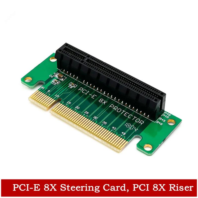 Carte de direction PCI-E 8X, carte PCI 8X riser, carte de direction PCI-E 8X 90 °, ouverture latérale