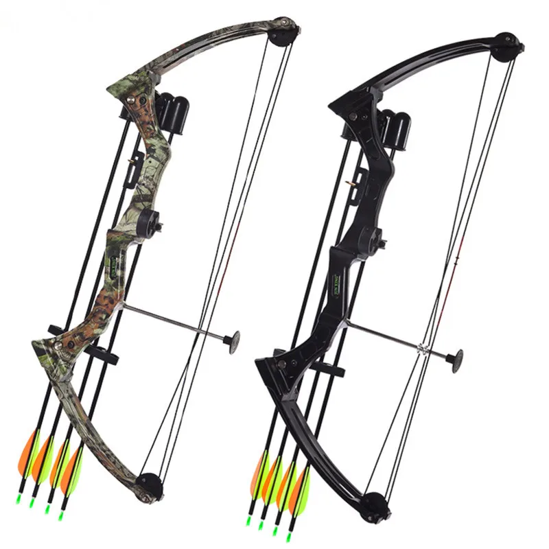 Two size for chosen 20 Pounds Aluminium Alloy Bow Hunting Bow & Arrow Set Pulley Fish Shooting Bow for Kids Adult