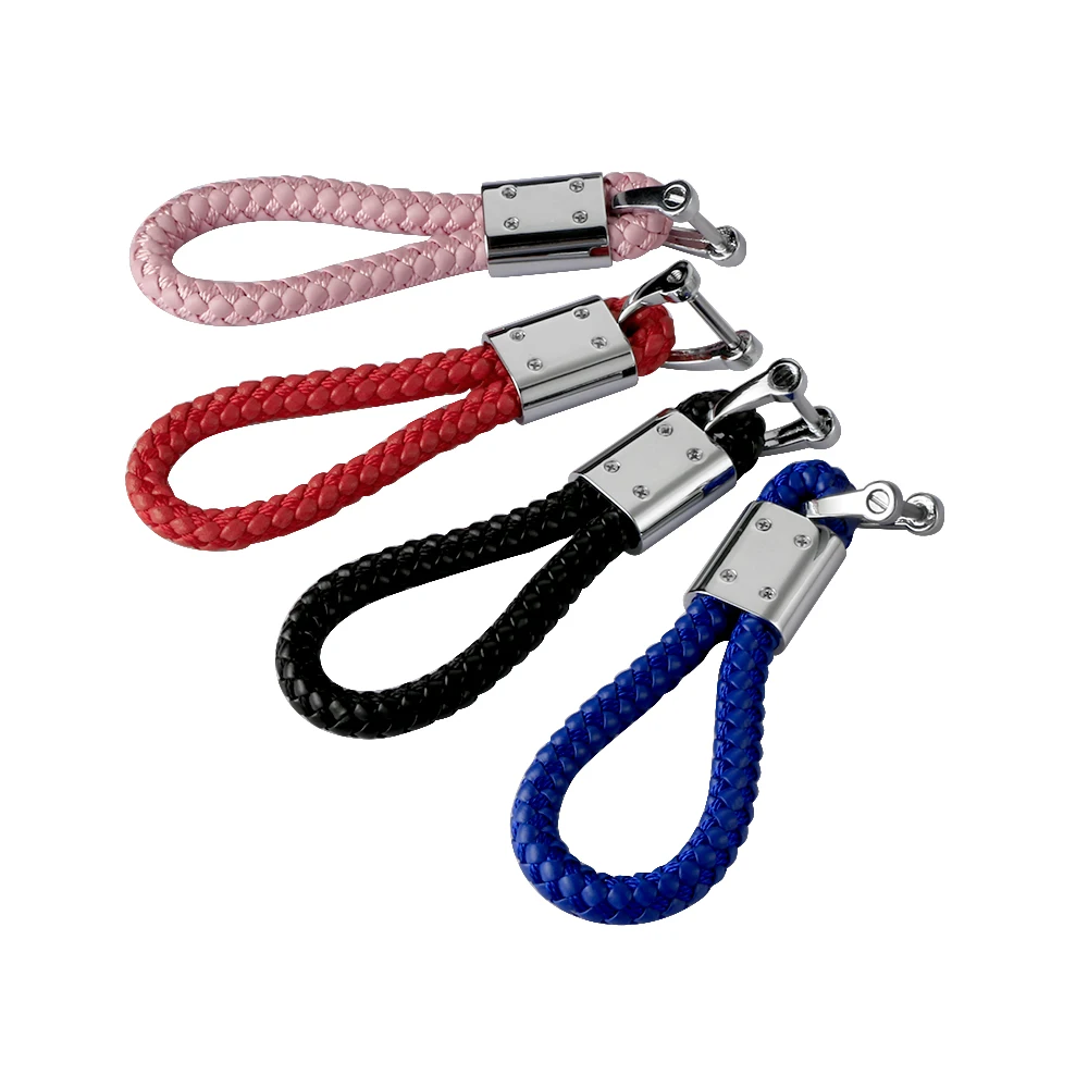 Universal Braided Woven Rope Car Keychain Keyring Waist Hanging Braided Solid Auto Key Chain Ring Holder Car Styling Accessories