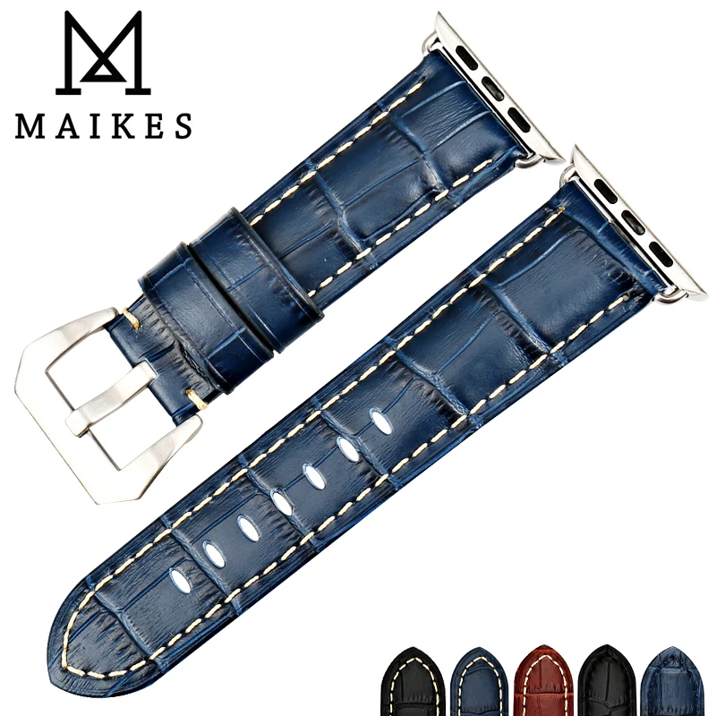 MAIKES Leather Strap For Apple Watch Band 49mm 45mm 41mm 44mm 40mm 42mm 38mm Series 8 7 SE 6 5 4 3 2 iwatch Bracelet Watchbands