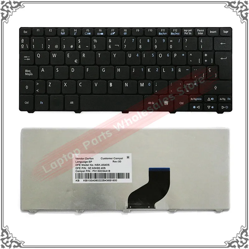 

Laptop SP Keyboard for Acer Aspire One D255 D255E 522 D257 AOD257 D260 D270 AOD260 AO521 AO533 532 532H 521 533 Spain Keyboard