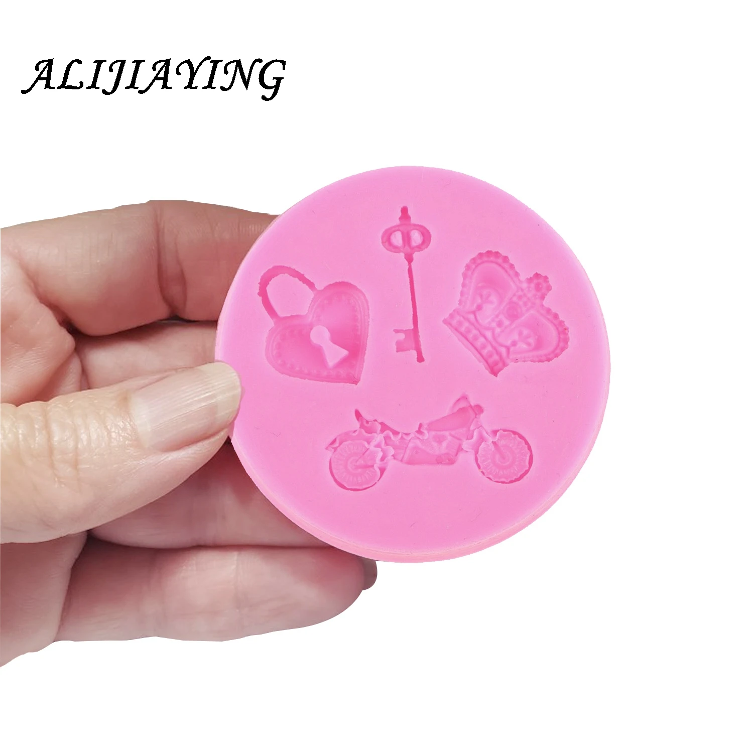 1Pcs Love lock key motorcycle fondant silicone mold for cake decorating tools cooking Sugarcraft Baking Accessories D0437