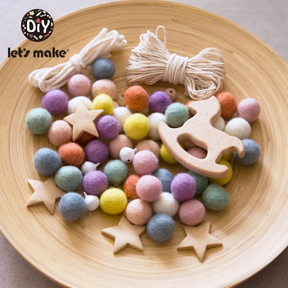 Let's Make Baby Rattles Crib Mobiles Diy Nursing Jewelry Combination Package Crochet Beads Round Geometric Baby Wooden Teether