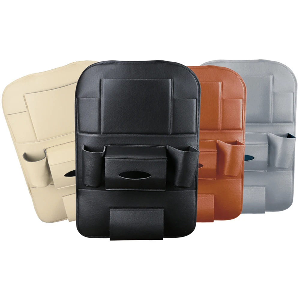 

Car Seat Back Hanging Organizer Bag Universal Auto Multi-pocket PU Leather Pad Cups Storage Holder Bag Foldable Shelf