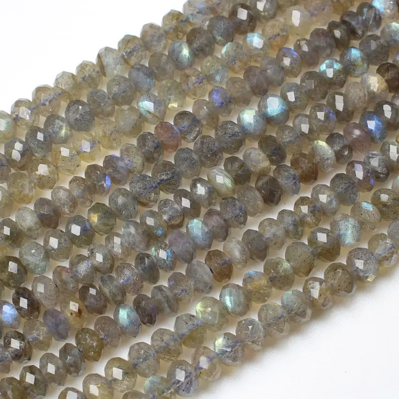 Faceted Natural Labradorite Rondelle 2x4/4x6mm Beads 15