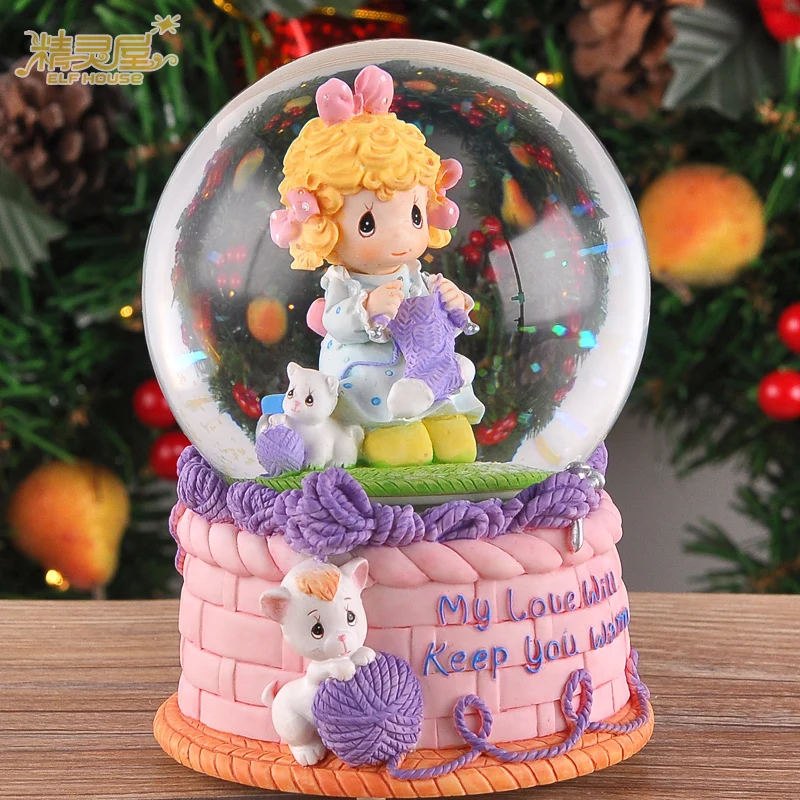 Girl kitty crystal ball music box music box to send his girlfriend girlfriends girls creative birthday gift Valentine's Day