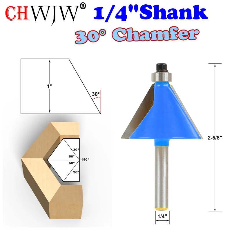 

1pc 1/4" Shank 30 Degree Chamfer & Bevel Edging Router Bit woodworking cutter woodworking bits - Chwjw-13905q