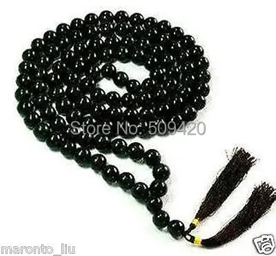 

Бесплатная доставка Оптовая продажа 108 тибетский буддийский черный камень молитвенные бусины ожерелье