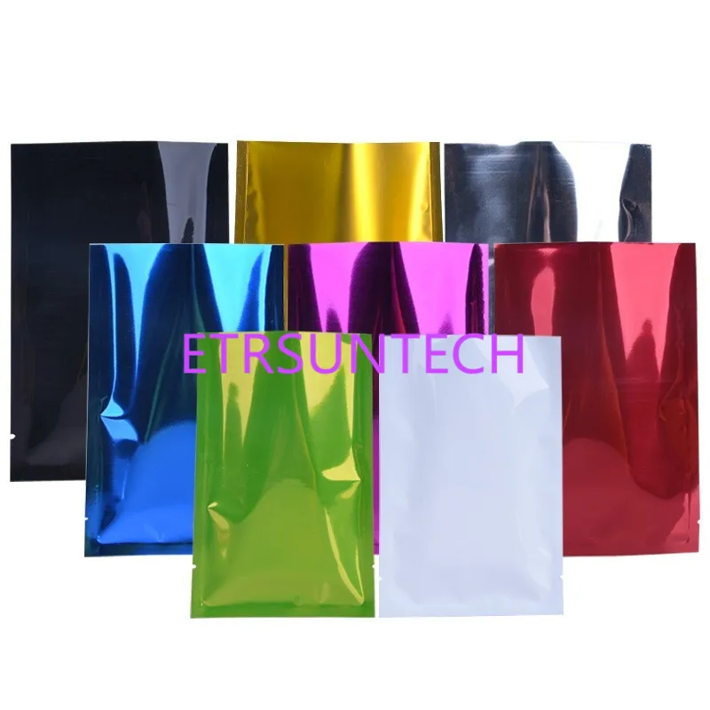 1000pcs/lot Glossy Aluminum Foil Open Top Vacuum bag Heat Seal Food Vacum Bag Matte Colored Mylar Foil Packing Sample Bags