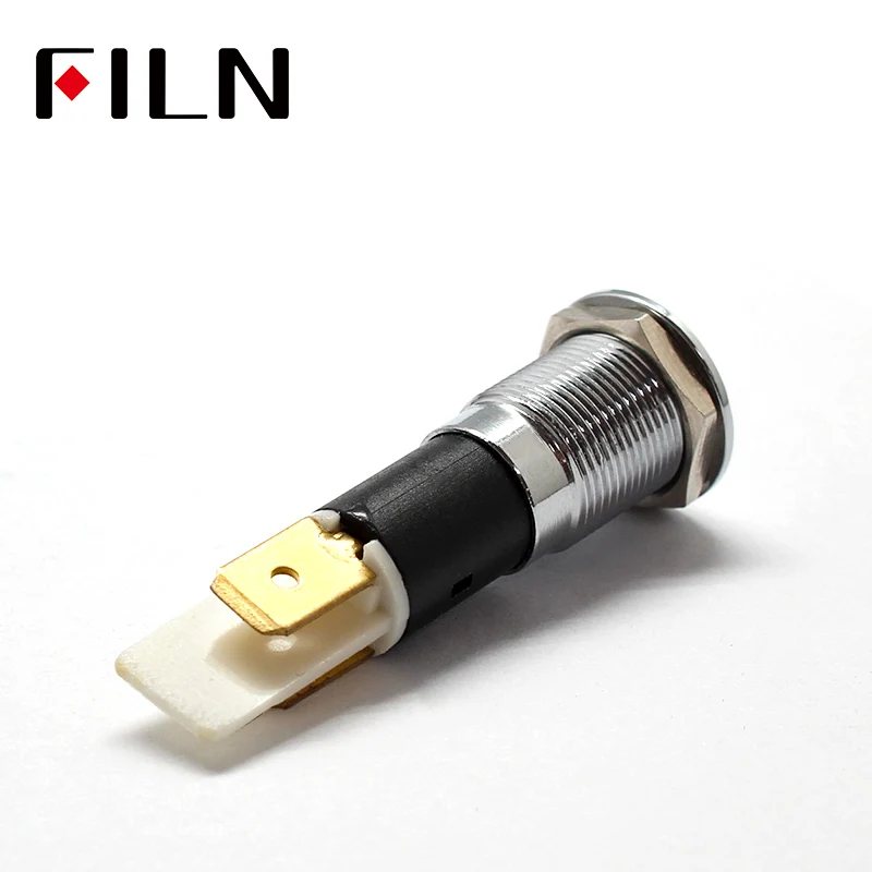 FILN 12mm 12V 24V 110V 220V Chrom Metall LED Pilotanzeige Armaturenbrett Signalanzeige Warnleuchte Auto Boot Marine mit 6,3mm Faston – Detail 9