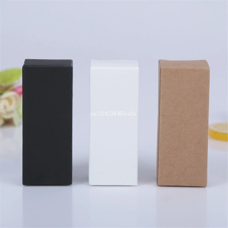 

500pcs Kraft Paper Cardboard Box Lipstick Cosmetic Perfume Bottle Essential Oil Packaging Box Black White 9 sizes