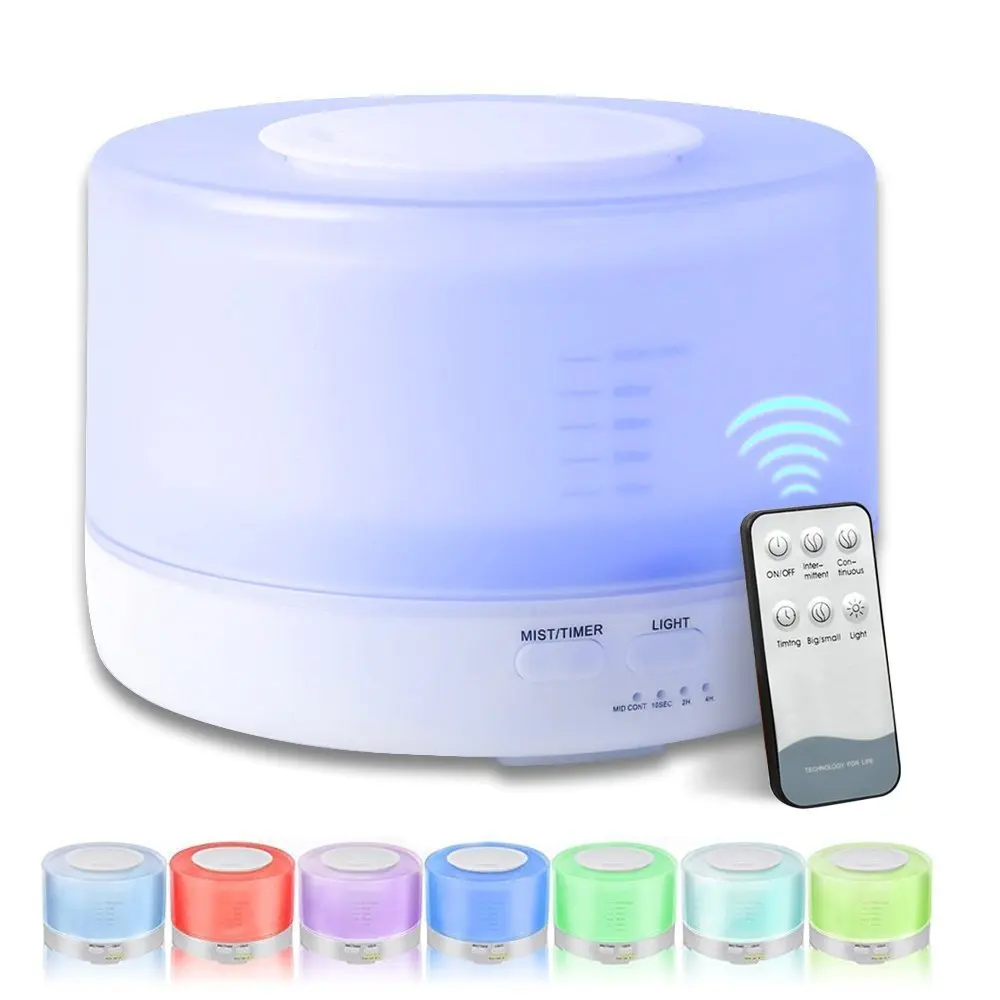 

500ML Ultrasonic Air Humidifier Remote Control 7 Changing Colors LED Ultra-Quite The Diffuser De Aroma Essential Oil Diffuser