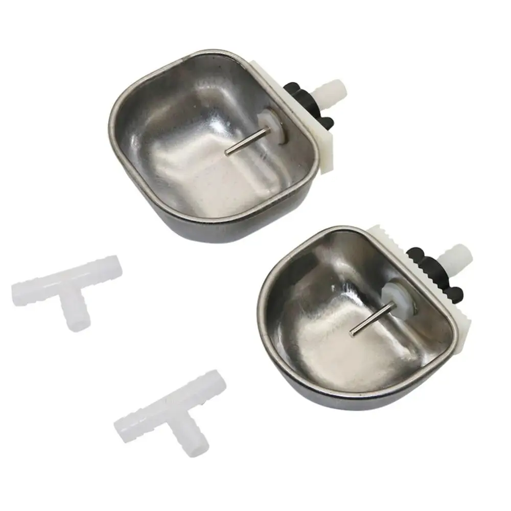 1Pc Small Pet Drinker Stainless steel Anti-scratch Rabbit Drinking Bowl Automatic Drinking Cup Animal Feeding Watering Supplies