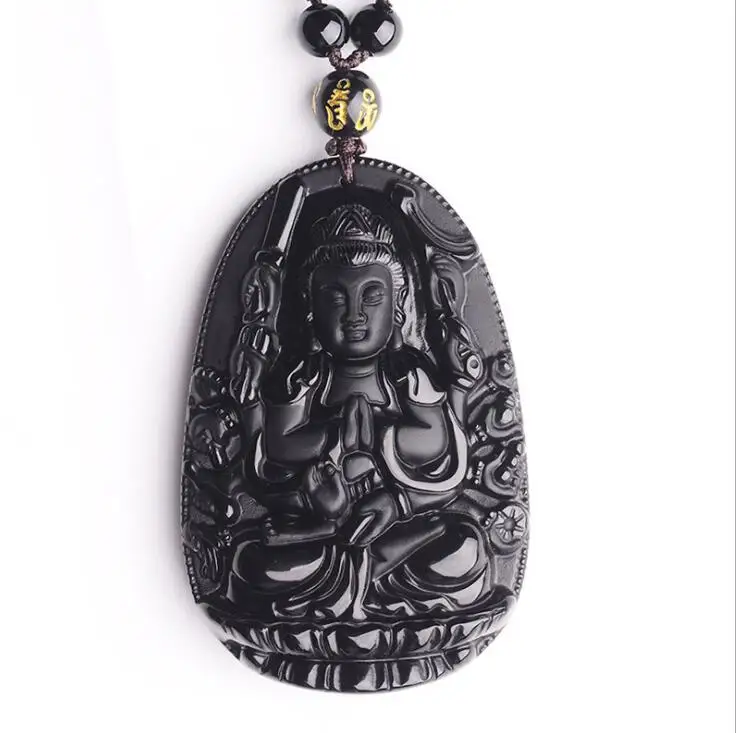 Obsidian pendant necklace of eight patronus avalokitesphala is the rat patronus of the birth of the Buddha necklace