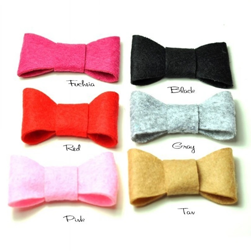 

120pcs/lot 2 inch 6colors Hair Clips Cute Felt Bows For Kids Boutique HairBows/Hairclips Lovely Handmade Girls' Hair Accessories