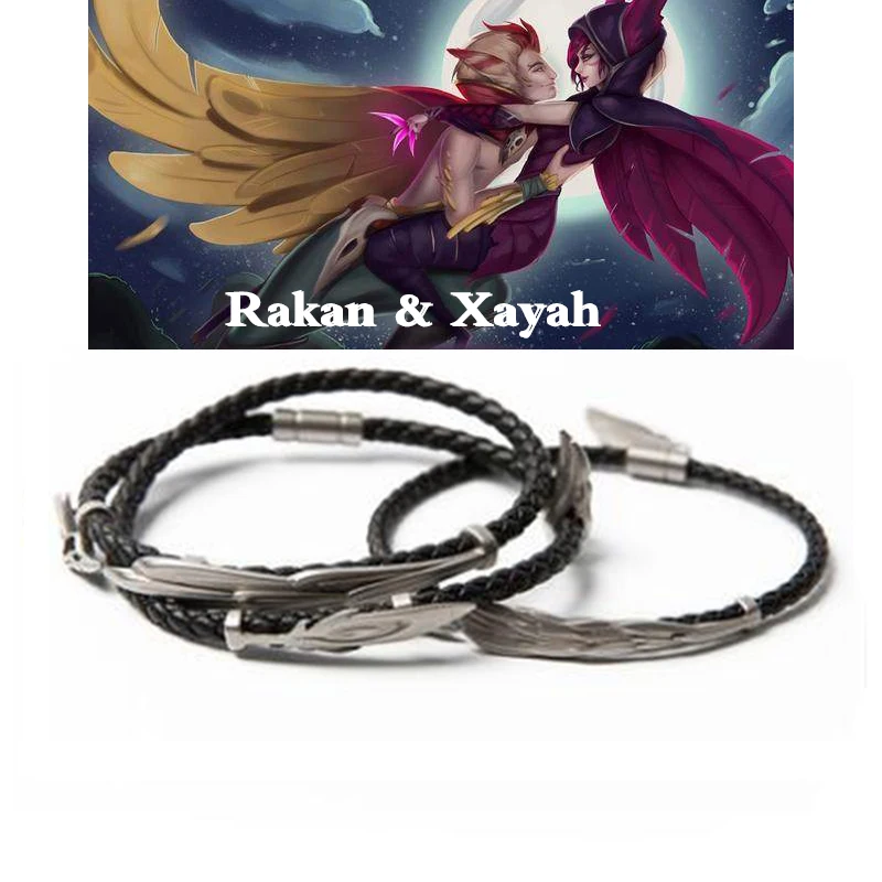 LoL Jewelry Rakan And Xayah Bracelet S925 Sliver Charm Women Men Bangles Valentine's Day Present Christmas Gift Free Get Gift