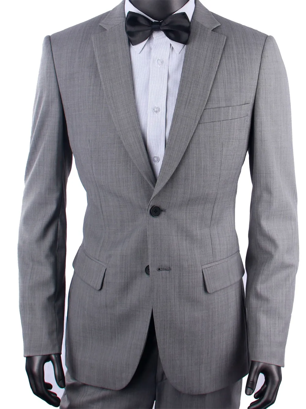 Summer Suit Light Weight Grey Sharkskin Business Men Suits Tailor Made Suit Slim Worsted Wool Blend Custom Wedding Suits For Men