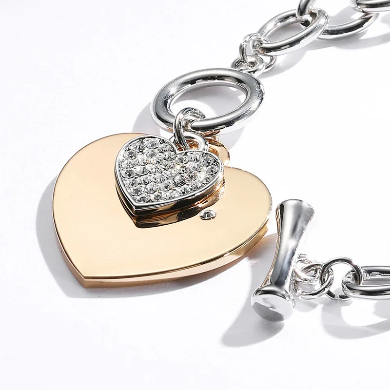 Gold Love Heart Charm Bracelets For Women Luxury Gift Accessories Silver Color Big Link Chain Bracelets KPOP Trendy Jewelry 2021 image 5