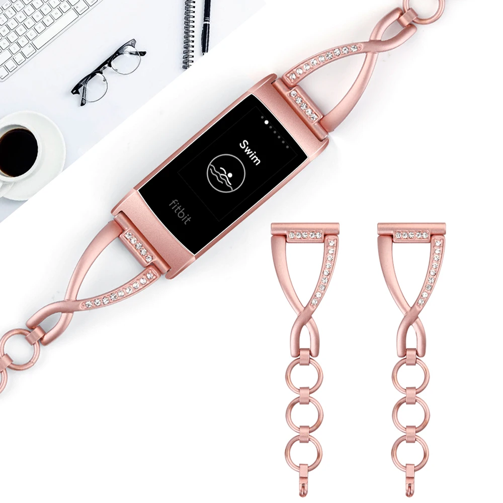 สแตนเลสสตีลสำหรับนาฬิกาFitbit Charge 4สายรัดข้อมือผู้หญิงเครื่องประดับสร้อยข้อมือสำหรับFitbit Charge4กีฬาเข็มขัดสายรัด