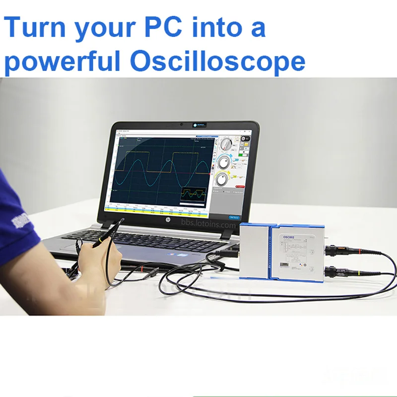 2 Channel OSC482 PC Virtual Digital Handheld Oscilloscope 20Mhz Bandwidth 50MSps sampling data with probe USB cable