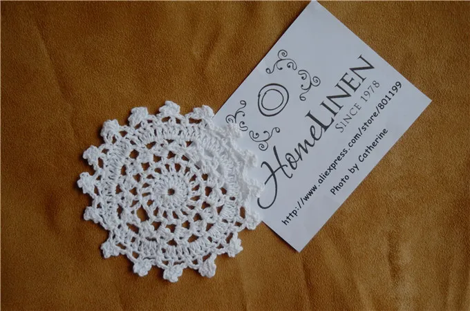 12 Pieces Wholesale Hand made Lace Crochet Cup Mat Cotton Ecru Doily Cup Pad Coaster Embroidery Wedding Decor 10cm (3.94\