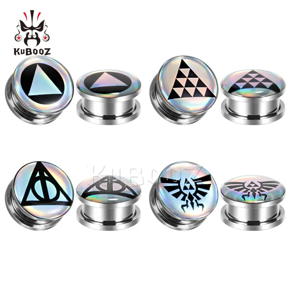 

Wholesale Price Triangle Ear Plugs Piercing Tunnels Body Jewelry Picture Logo Plugs Stainless Steel Earring Expanders 44PCS