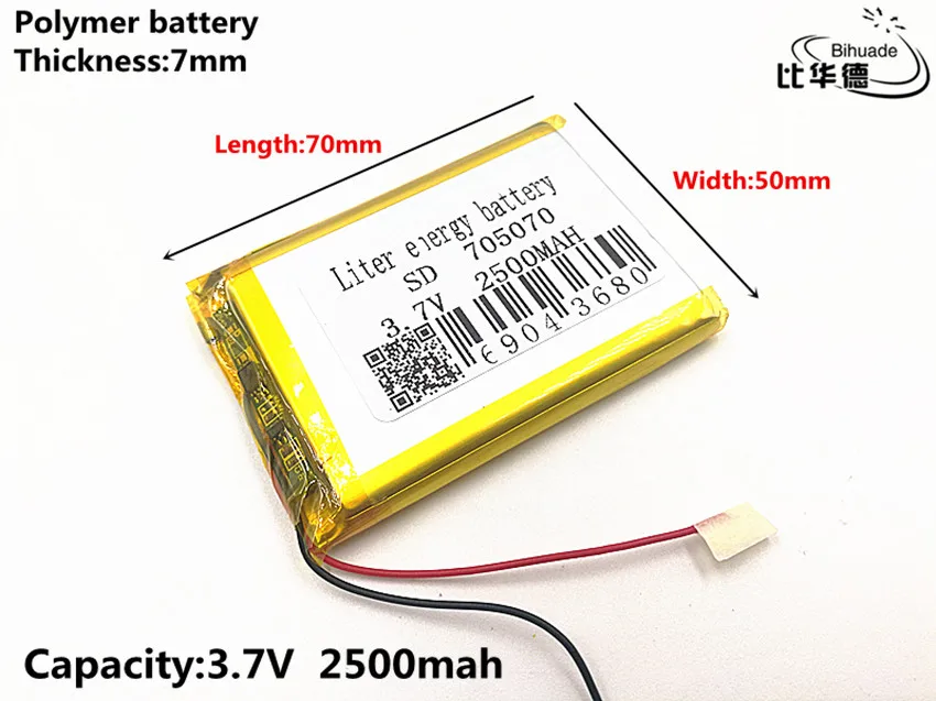 

1pcs/lot Good Qulity 3.7V,2500mAH,705070 Polymer lithium ion / Li-ion battery for TOY,POWER BANK,GPS,mp3,mp4