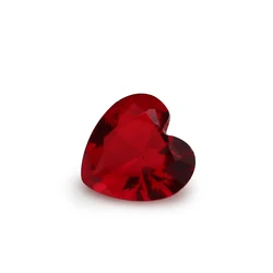 100pcs 3x3~10x10mm Heart Shape Loose Stone Garnet Red  Color Glass Synthetic Gems For Jewelry DIY Stone