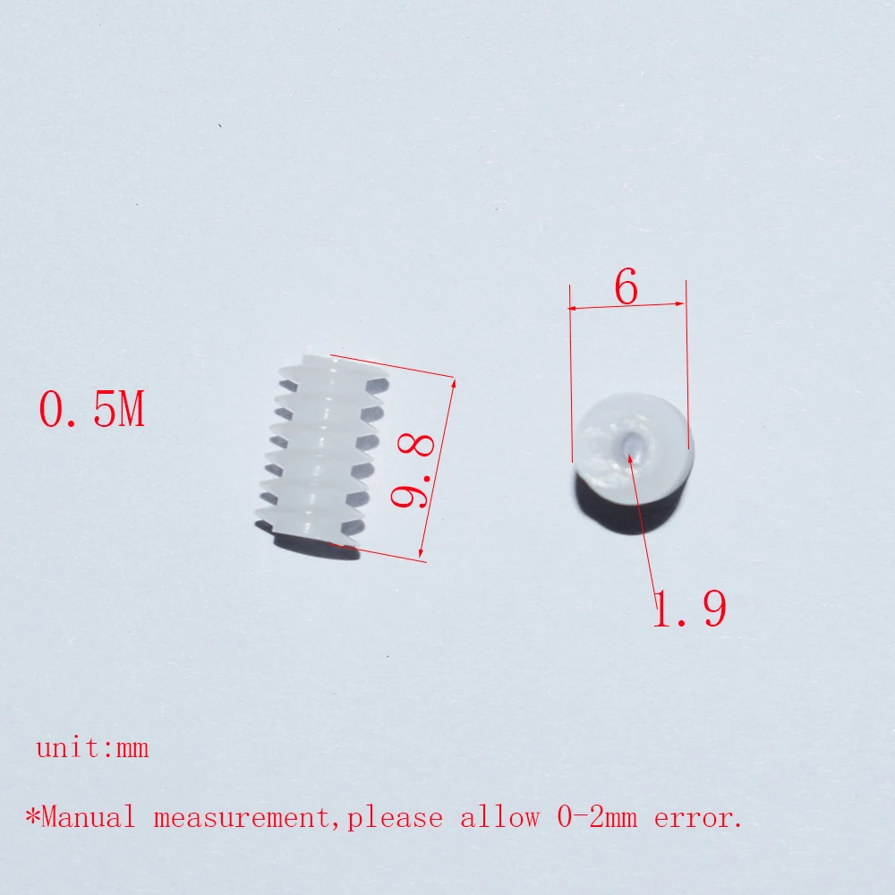 10/100p 6x10mm 2mm hole 0.5M plastic worm plastic gear dron rc car plane robot kids toys for boys diy baby accessories GPW102A