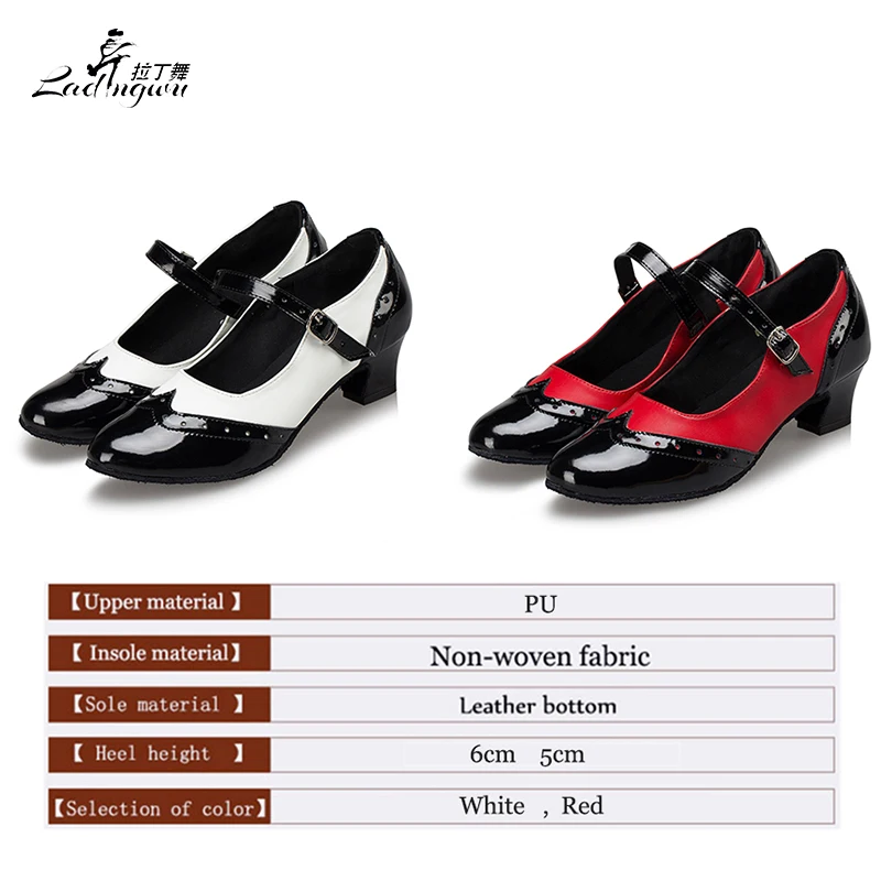 Ladingwu Women\'s Spring Autumn Ballroom Dance Shoes Closed Toe Latin Salsa Dance Shoes For Girls Mid heel
