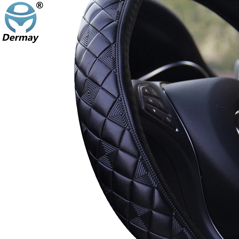 36cm 38cm 40cm 42cm Car Steering Wheel Cover Micro Fiber Leather Lattice embossing Non-slip for Car Bus Truck Boat High Quality