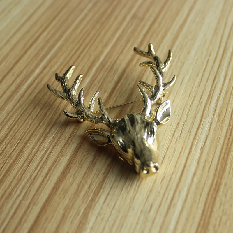 6 Colors OF Exclusive Design vintage Santa Elk Brooch Anima Shape Natural Love Women Jewelry Wholesale Free Shipping