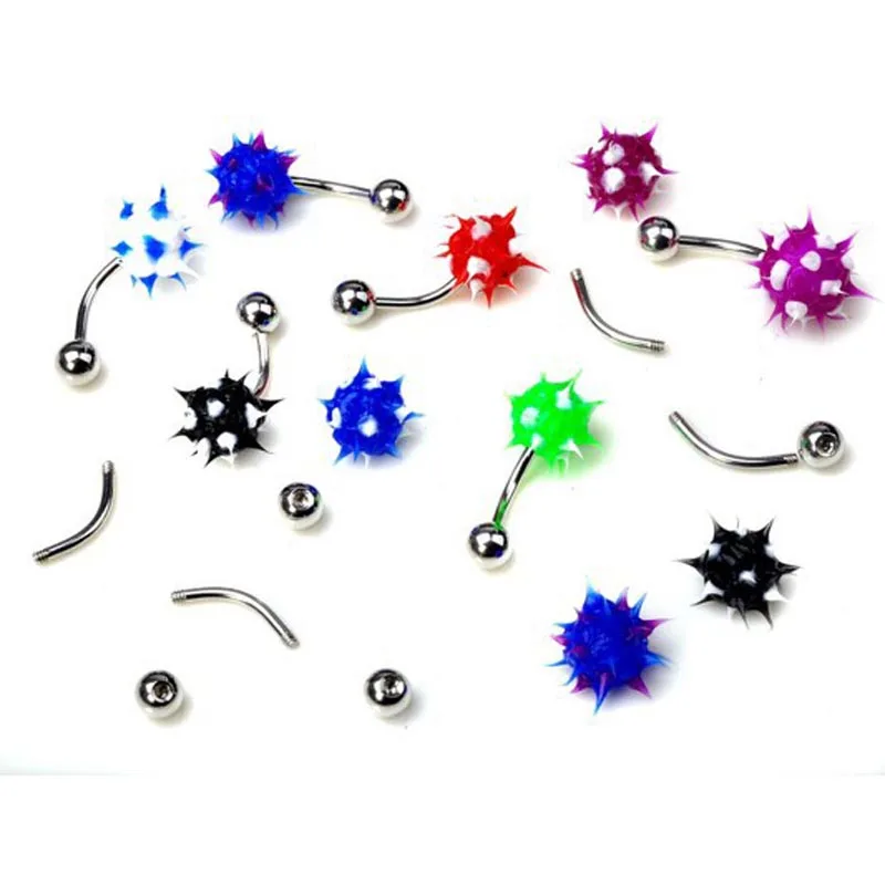 Pinksee Wholesale lots 14g 10x silicone flower navel naval belly button rings body piercing jewelry пирсинг  nariz