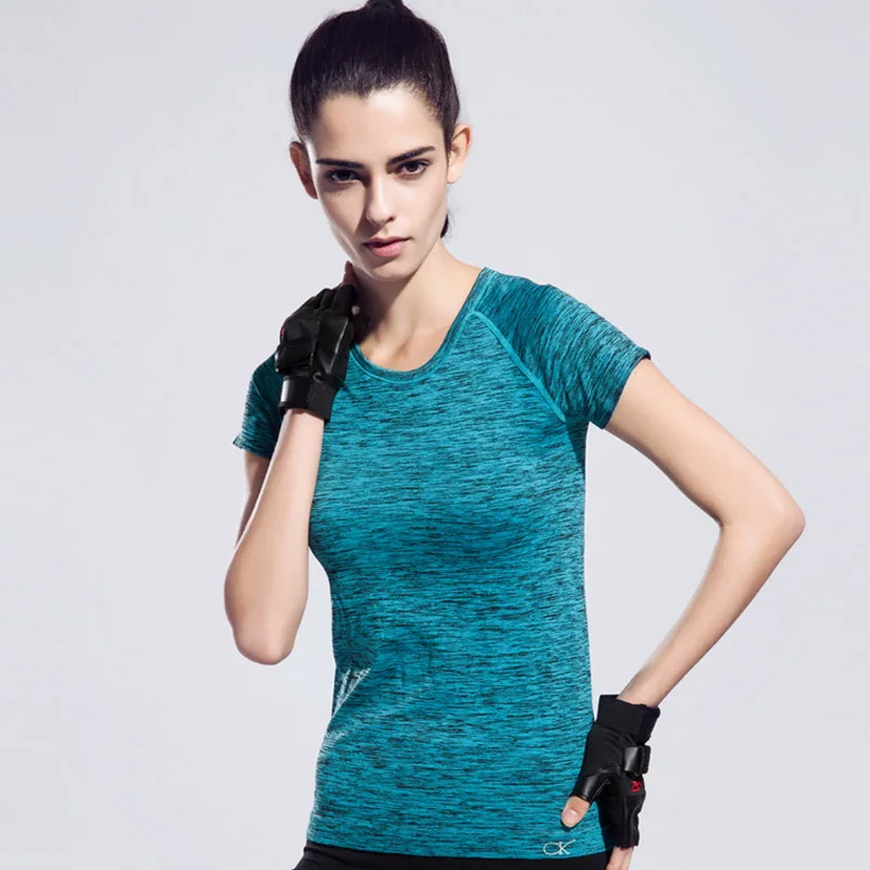 Women Yoga Shirts Sports Shirt Quick Drying Yoga Top Short-sleeved Fitness Running T-shirt Tees Jogging Sportswear Sport Shirt