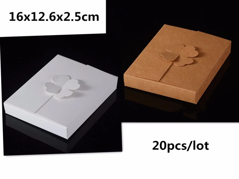 20pcs/lot   16*12.6*2.5cm Kraft Paper Gift Boxes Cake knife and fork Packing Box DIY Handmade blank Favor Clover Paper Boxes