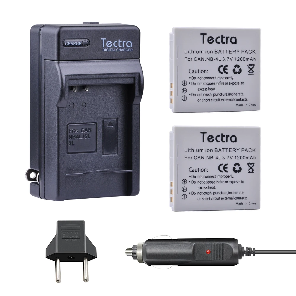 

Tectra 2PCS NB-4L NB 4L Li-ion Camera BATTERY+Digital Charger+Car Plug for CANON Digital IXUS 100 110 30 IS IXY Digital 10 SD300