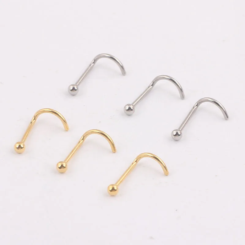 JUNLOWPY Nose Stud Surgical Steel Nose Ring Piercing Nez Nose Piercing Cartilage Ball Piercing Nariz Body Jewelry Gold Silver