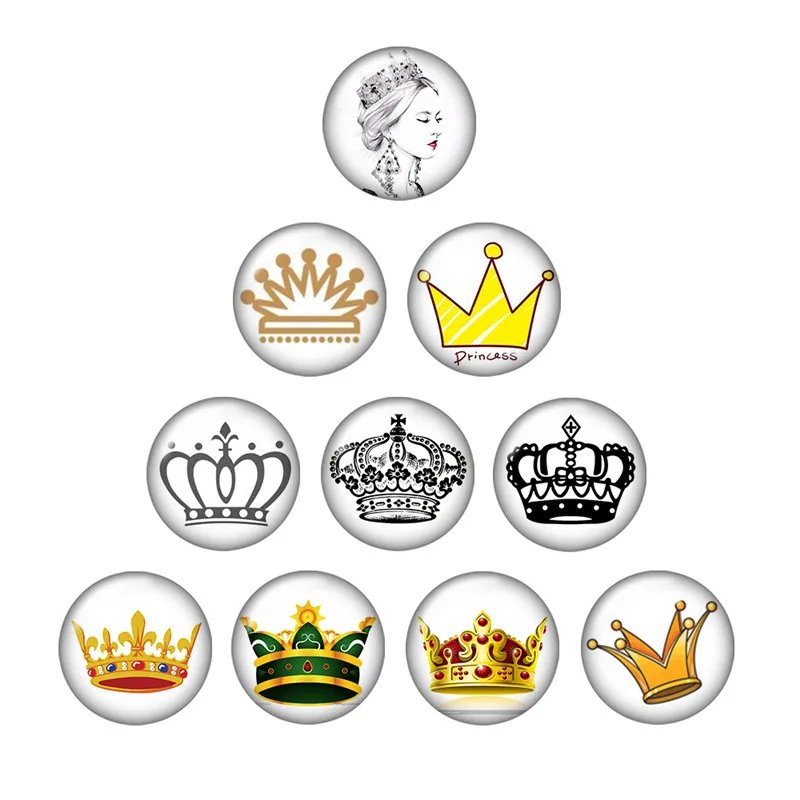 imperial crown 10pcs mixed 12mm/16mm/18mm/25mm Round photo glass cabochon demo flat back Making findings ZB0300