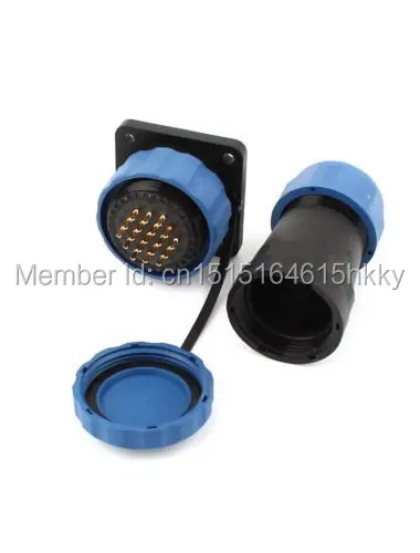 SD28 28mm 19 Pin 19P Square Flange Waterproof Aviation Connector Straight IP68