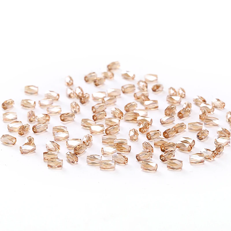 Champagne AB 50pcs 2*4mm Austria Charm Glass Cylinder Crystal Beads Austria faceted Crystal Glass Beads Loose Spacer Beads C-2