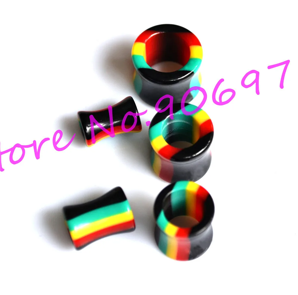 Rasta Rainbow Flesh Tunnel  Ear Plug Ear Expander Acrylic 4-12mm Fashion Body Piercing Jewelry Earring Populat New Free Shipping