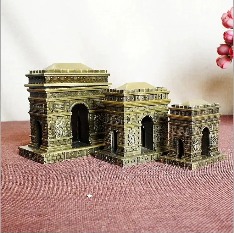 Vintage Wrought Iron Paris Arc De Triomphe Model World Famous Metal Landmark Building ArchitectureBar Coffee Home Decor 8cm/10cm