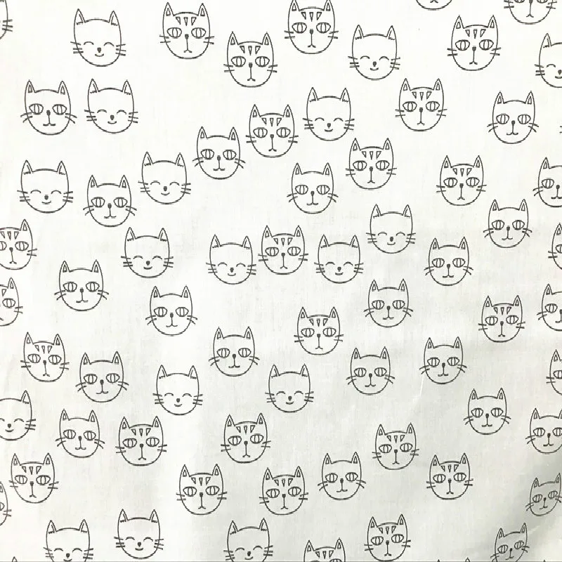 Cat Printed Baby Twill Cotton Quilting Fabric By  Meter for DIY Sewing upholstery Scrapbooking Tissue Needlework Cloth